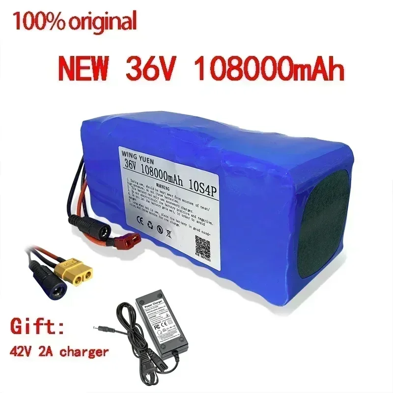 

New Original 36V Battery 10S4P 108Ah 36v 18650 Battery pack 500W 42V 108000mAh for Ebike electric bicycle with BMS 42V Charger