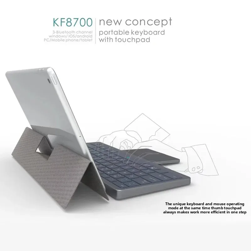 

Портативная беспроводная Bluetooth-клавиатура со скрытой сенсорной панелью из искусственной кожи для планшетов, телефонов и компьютеров, универсальная трехсистема