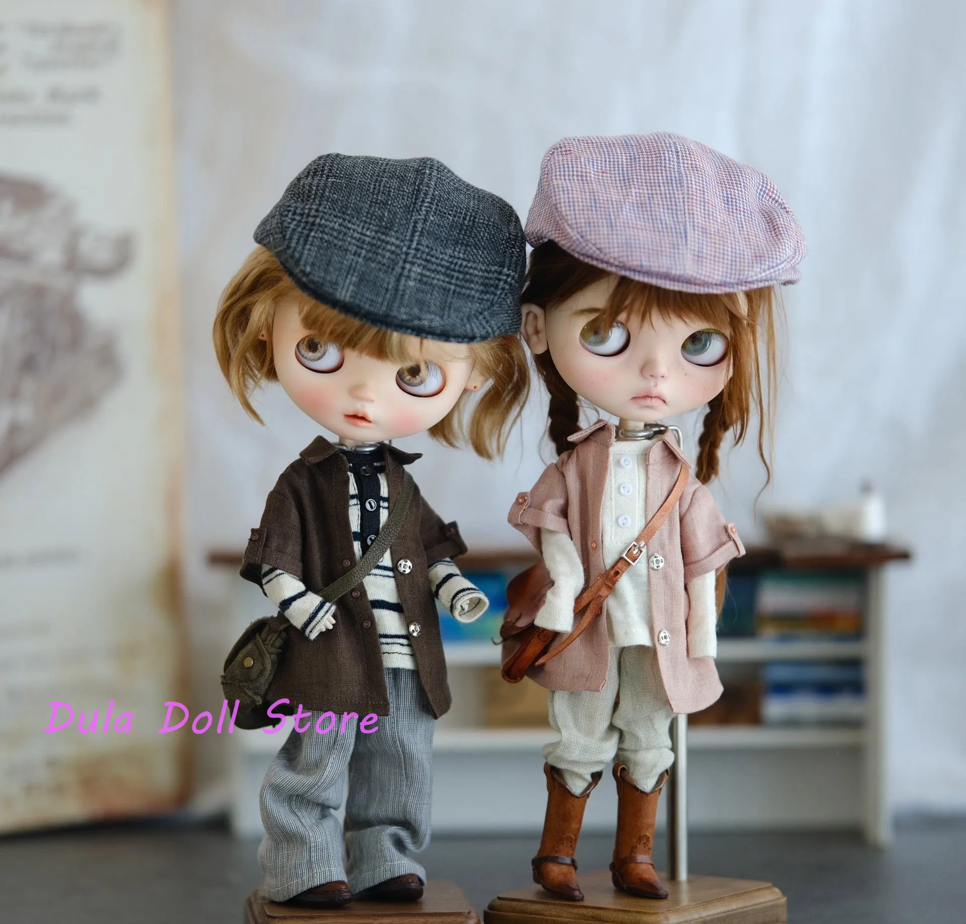 

Dula Doll Clothes dress 2025 Simple beige button-sleeved dress for Blythe ob24 ob22 Licca JerryB 1/6 Doll