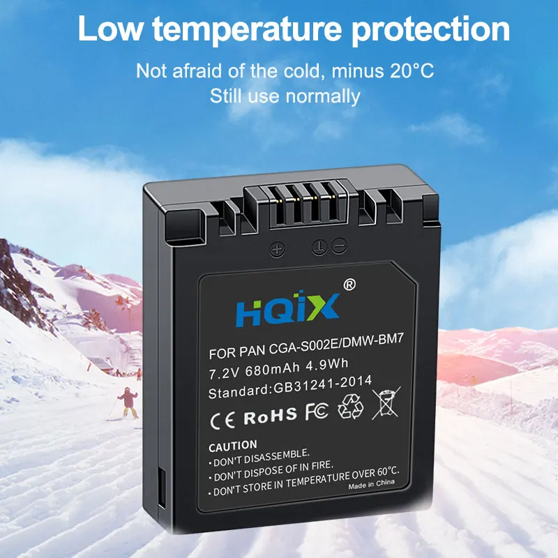 HQIX para Panasoinc DMC-FZ1 FZ5 FZ15 FZ2 FZ3 FZ4 FZ10 FZ20 FX1B DMW-BM7 Câmera CGA-S002E BM7 Carregador de Bateria