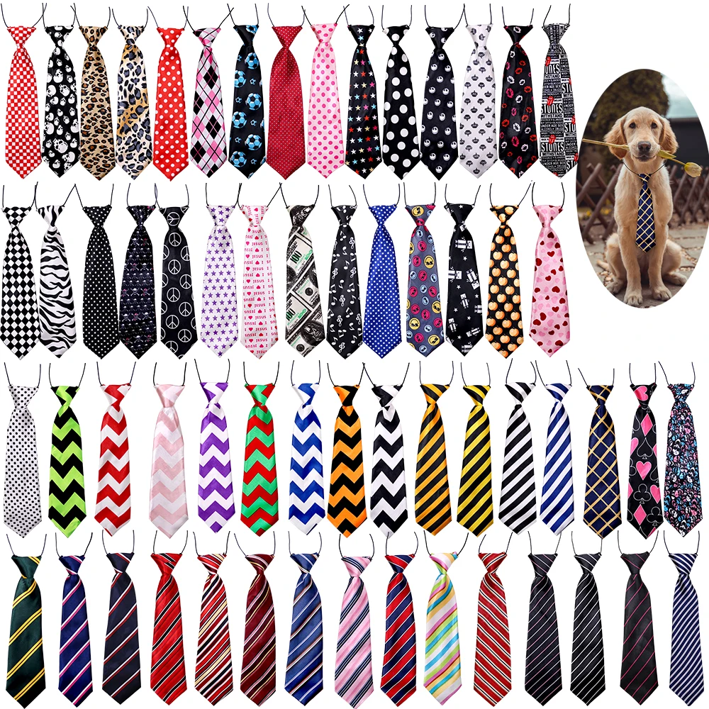 50/120PC Dog Tie Stripes Dot Solid Large Dog Neckties Elastic  Dog Accessoress Big Dogs Supplies Dog Accessories For Large Dogs