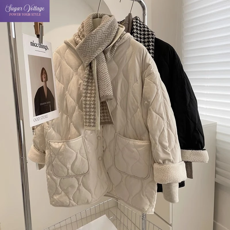 Estetyka lat 2000 Harajuku Vintage Parki Damskie Zimowe Stroje Retro Y2K Streetwear Luźne Krój Koreańska Moda Trend Płaszcz Kurtka