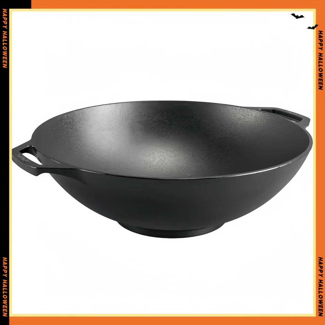 

Cast Iron Wok 14 inch, Pre-Seasoned Natural Nonstick, Oven & Stove Safe, Family Size Skillet for Stir Fry