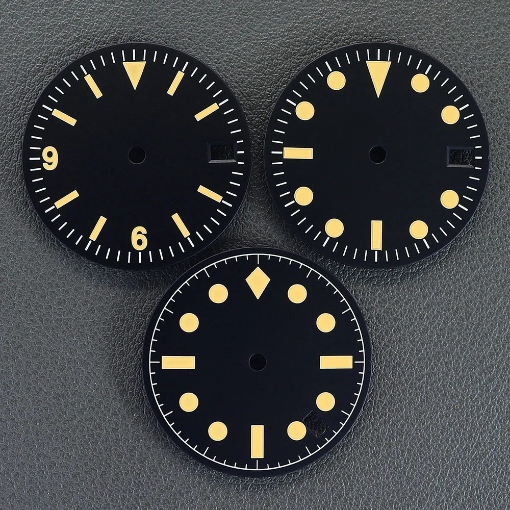 YEJIAOLAN 28.5mm cadran de montre visage Date fenêtre vert lumineux noir pour NH35 NH35A mouvement automatique montre accessoires pièces bricolage