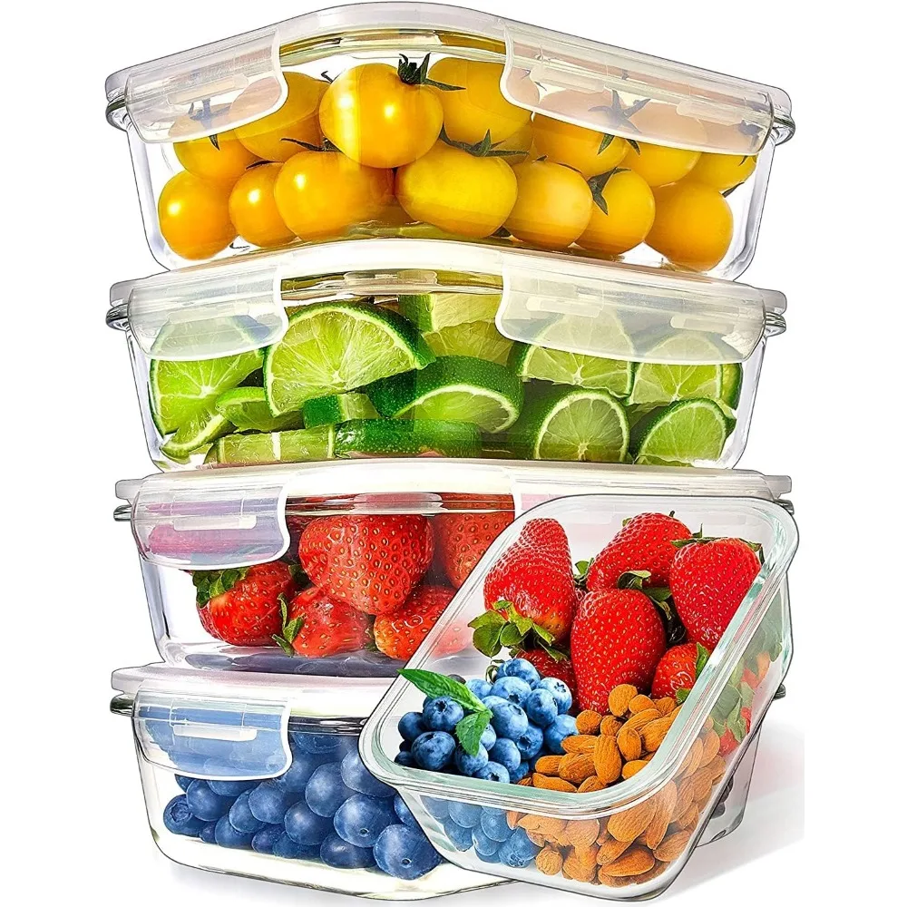 

5-Pack Square Glass Meal Prep Containers, 36 Oz, Oven/Microwave/Freezer Safe, Leakproof & Airtight for Food Storage
