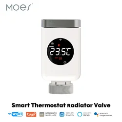 MOES-Válvula de radiador termostática inteligente Tuya, controlador de temperatura remoto programable por aplicación, Wifi, TRV, compatible con Alexa y Google Home