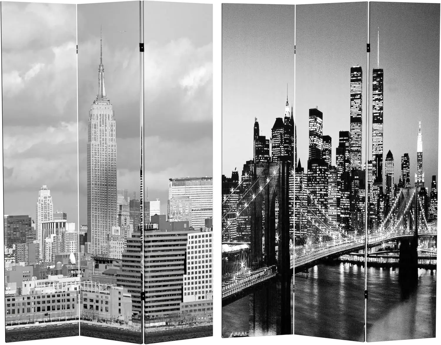 

6 ft. Tall Double Sided New York Scenes Room Divider 3 Panel Freestanding Folding Privacy Screen Partition and Separator
