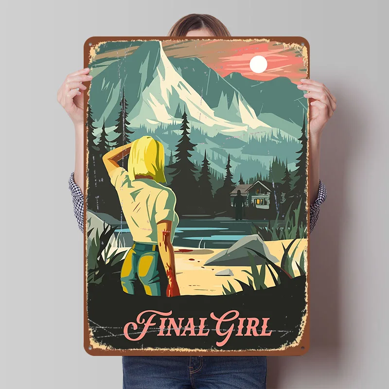 Final Girl Brettspiel-inspiriertes Metallposter, personalisierte Wandkunst, Retro-Vintage-Blechschilder für Männerhöhle, Gaming-Dekoration, Zimmer