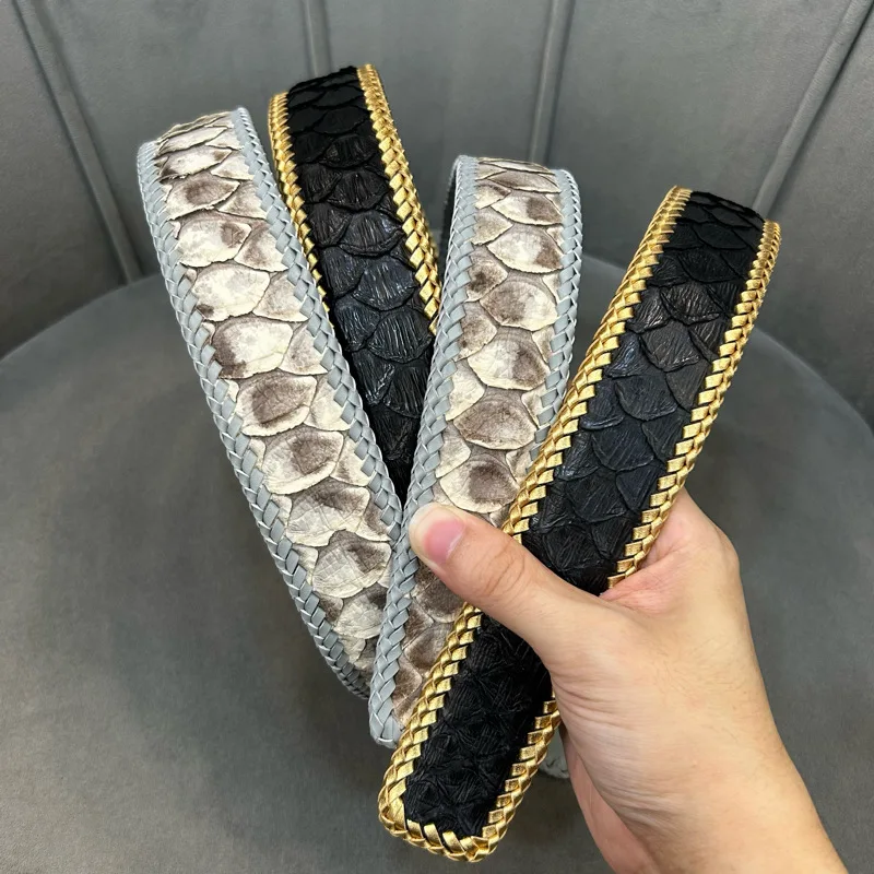 

2025 New Luxury Snake Leather Belt For Men Casual Versatile Genuine Leather Woven Belt Stylish Trendy Pants Strap For Man 45