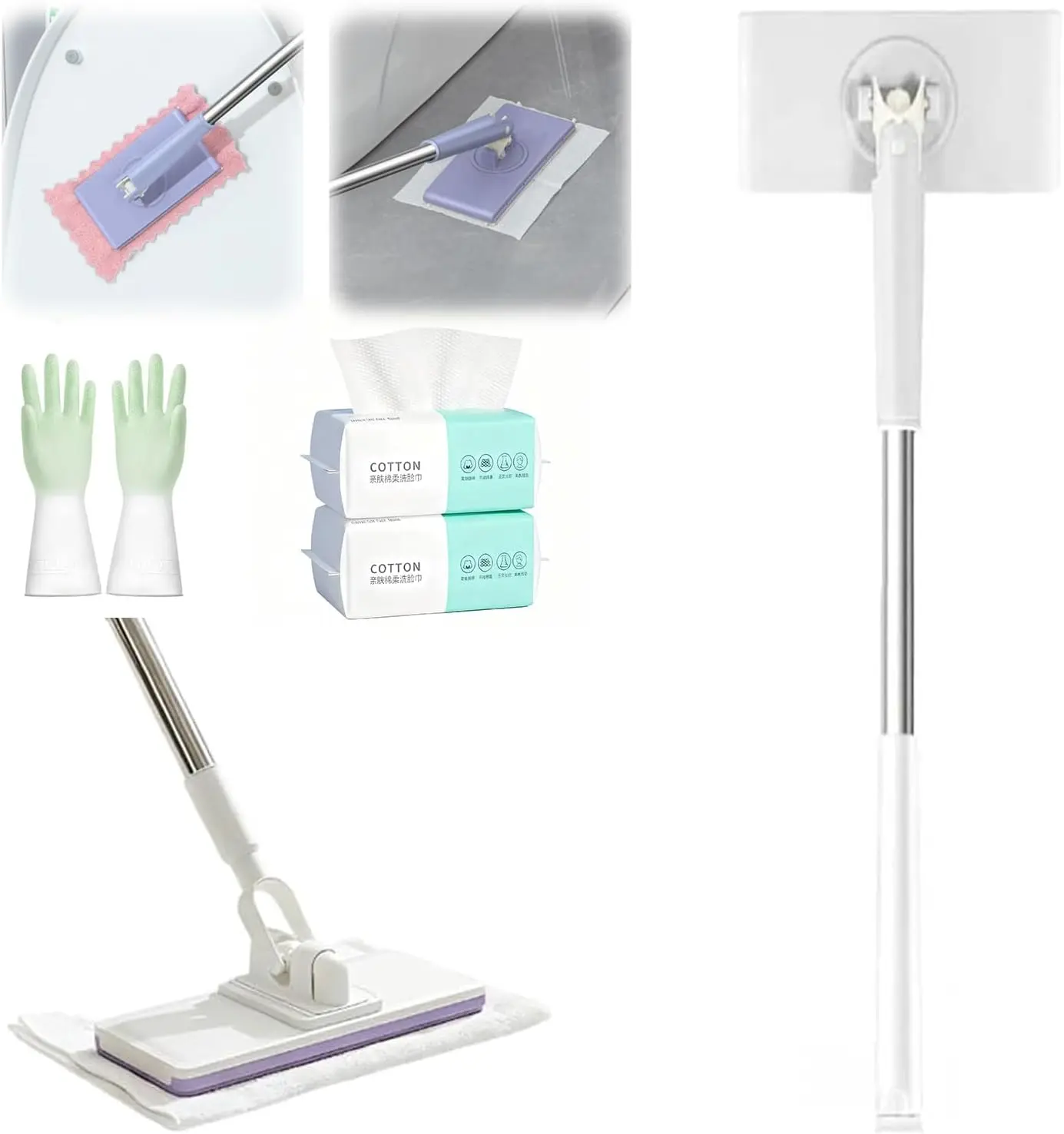 

Snap Grip Mini Mop,Cloth Changing Mini Mop 44.5 inch Lazy Automatic Gripping Zero Touch Grip Mops Compatible with & Face T