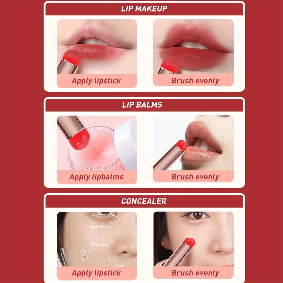 Zachte multifunctionele siliconen lippenborstel - 1-delig met dop, ronde siliconen punt, kan ook worden gebruikt voor het aanbrengen van nagellak