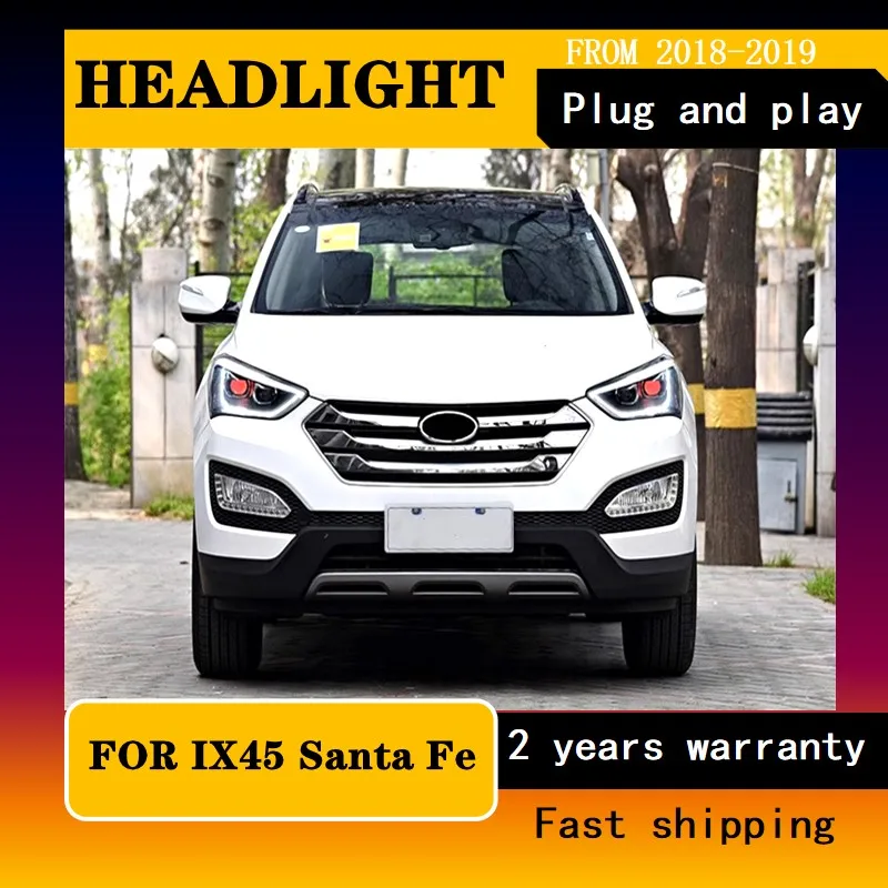 Car Accessories for Hyundai Santa Fe 2014 Head Lamp 2013-2016 IX45 Headlight DRL Dynamic Turn Signal High Beam Projector Lens