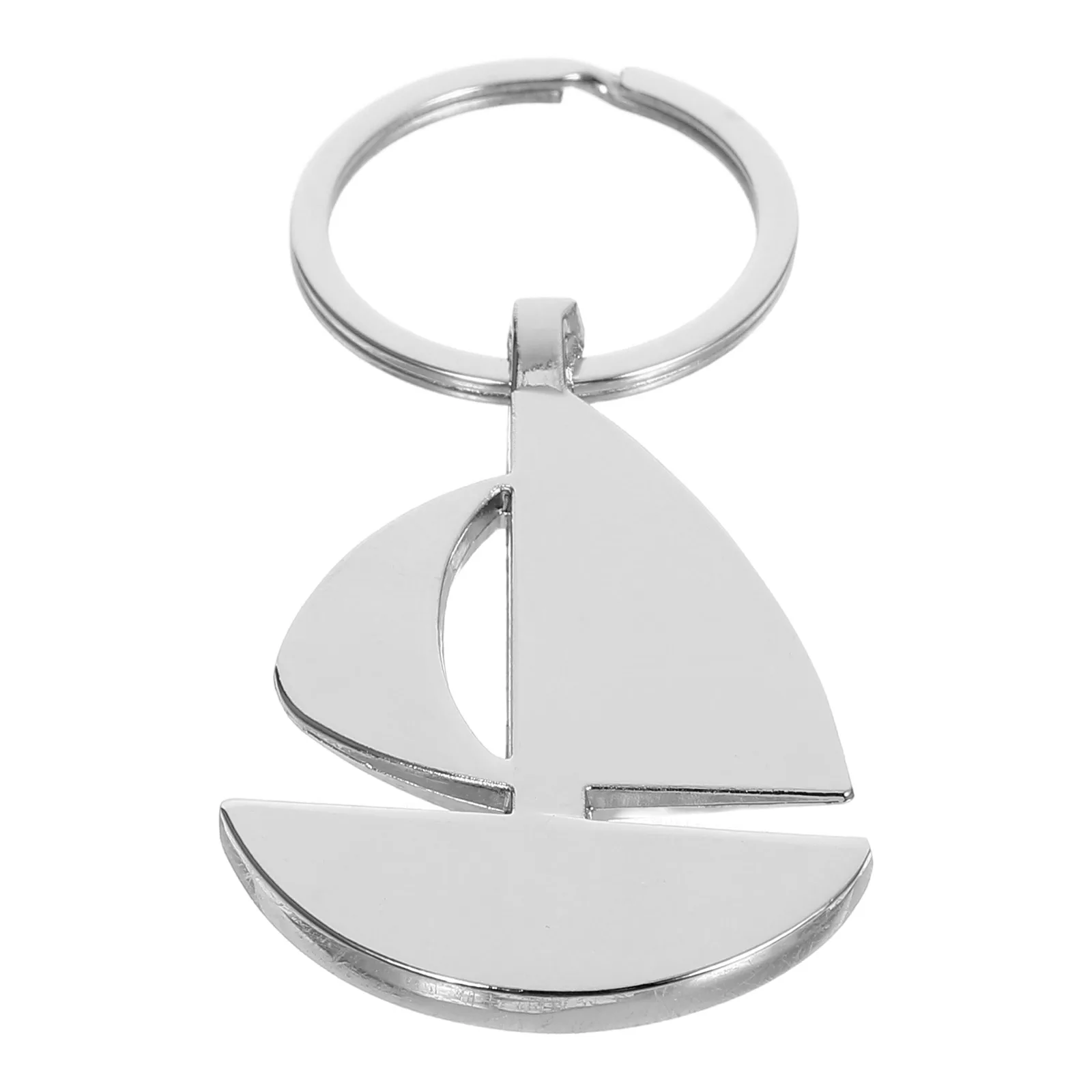 

Sailing Boat Keychain Metal Creative Gift Lovely Keyring Compact Lightweight Modern Design Silver Color Car Earth Tones Fashion