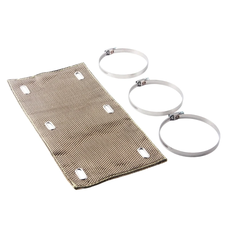 Exhaust Heat Barrier Wrap 6 x 12 In for Exhaust Pipes and Manifolds, Flexible Double-Layer Fabric Panel with 3 Stainless