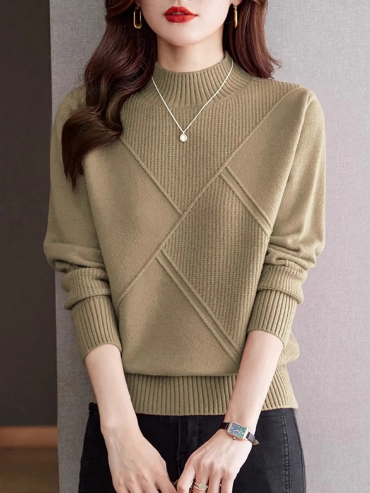 

Women's f High Collar ort Thiened Knitted Base irt Faionable Autumn Winter Inner Wear Sweater Korean Sle Commute