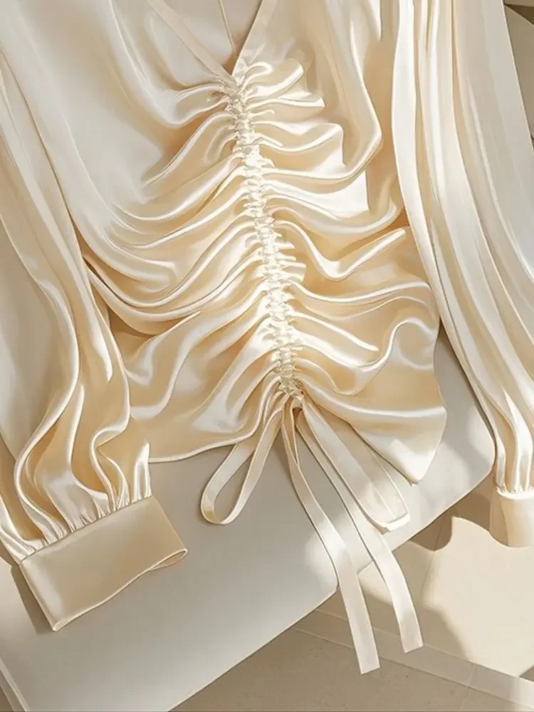 Début de l'automne nouvelle mode jolie petite chemise haut français chemise Champagne vinaigre chemise à manches longues femmes été ZT109