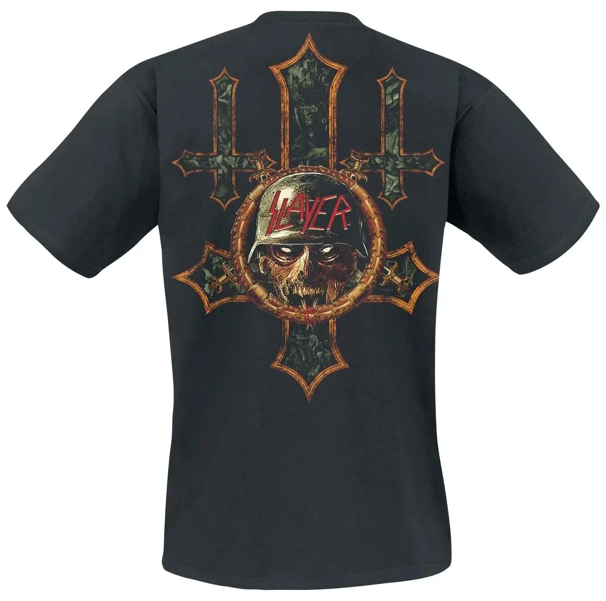 Slayer War Skull Soldier Print Baumwoll-T-Shirt für Männer und Frauen Thrash Metal Band Unisex T-Shirt – Detail 3