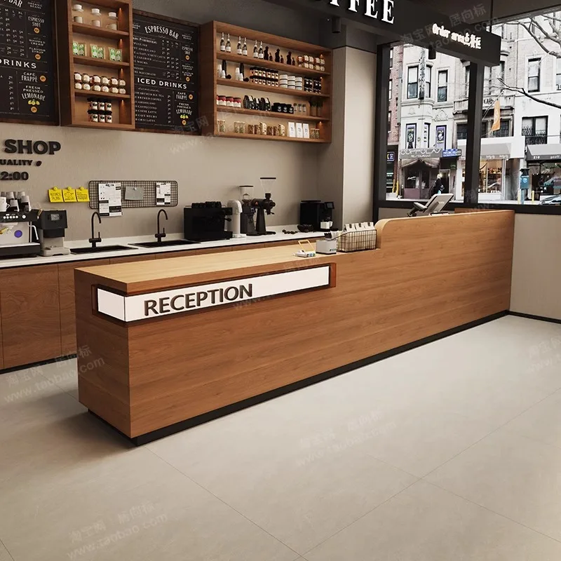 custom.Milk Tea Shop Coffee Shop Dining Corner Bar Table Cashier Desk Front Desk Reception Stop Design
