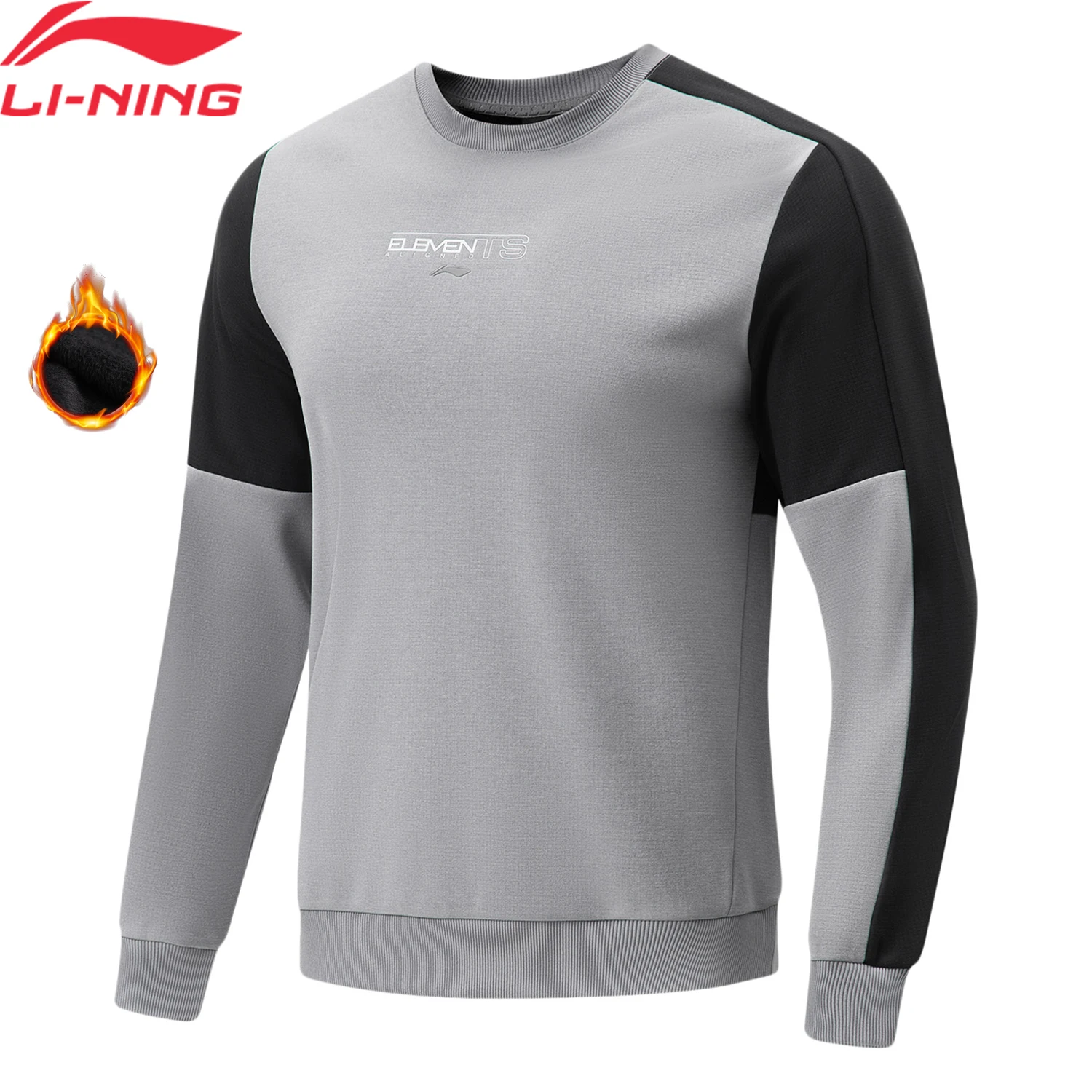 Li-Ning Men Training Sweatshirt WARM AT Winter Fleece 100%Polyester Regular Fit LiNing Comfort Exercise Sports Tops AWDT733