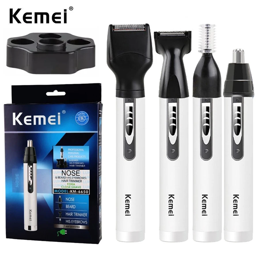 Kemei-6650 قابلة للشحن الكل في واحد التهيأ عدة الأذن الأنف الشعر المتقلب الحاجب اللحية الكهربائية الوجه والجسم المتقلب للرجال والنساء