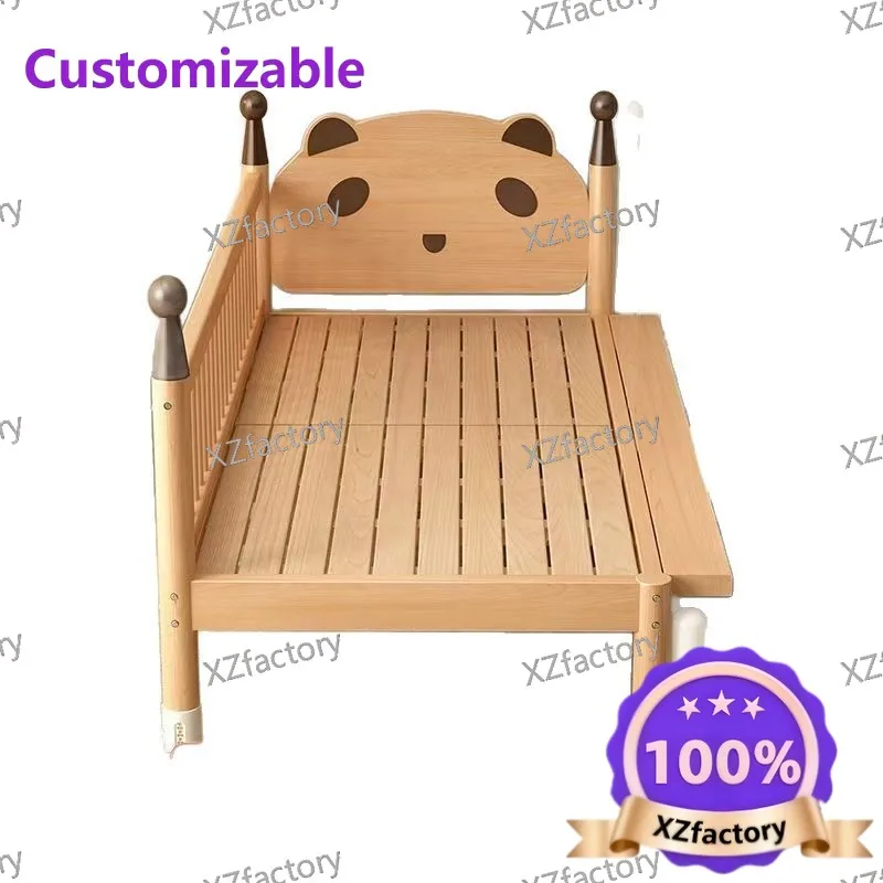 

Kids bed for boys and girls, princess with guardrail, widened bedside toddler single attached to adult