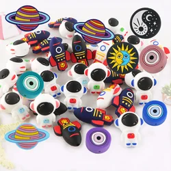 5/10Pcs New Stereoscopic  Astronaut Rocket Silicone Beads Sun Eyes For Jewelry Making DIY Necklace KeyChain Accessories