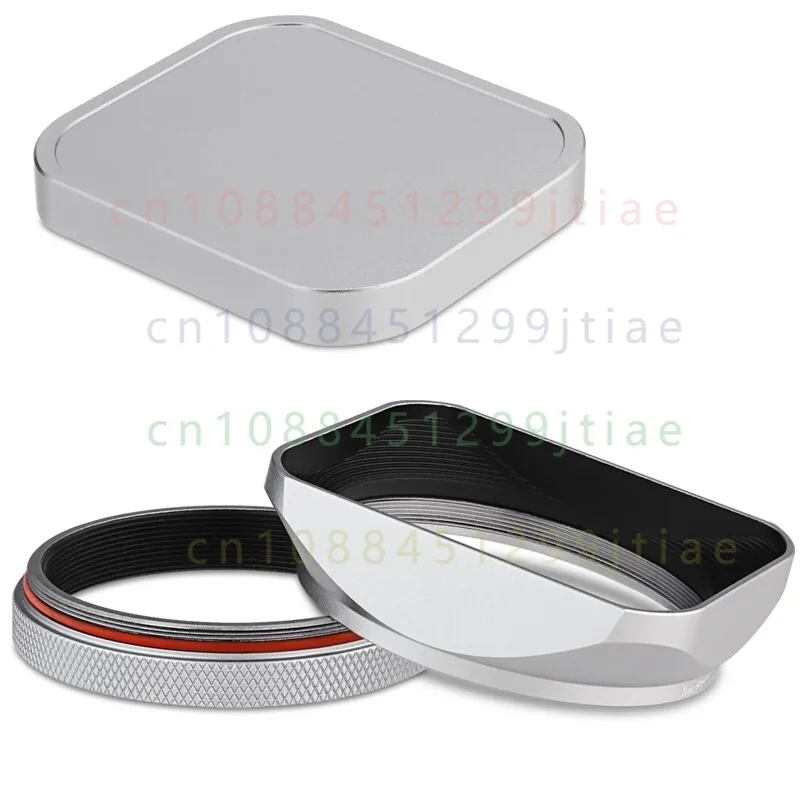 

Haoge Metal Square Lens Hood +Cap for Fujifilm X100VI Fuji X100V X100F Silver