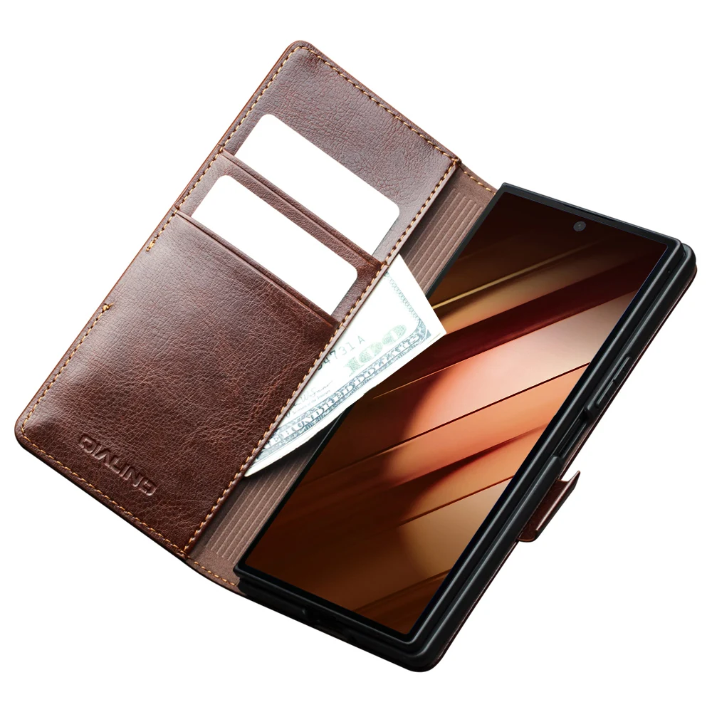 

Чехлы-раскладушки Qialino из натуральной кожи для Samsung Galaxy Fold 7 6 5 Fold7, чехол для телефона ручной работы с отделениями для карт, чехол