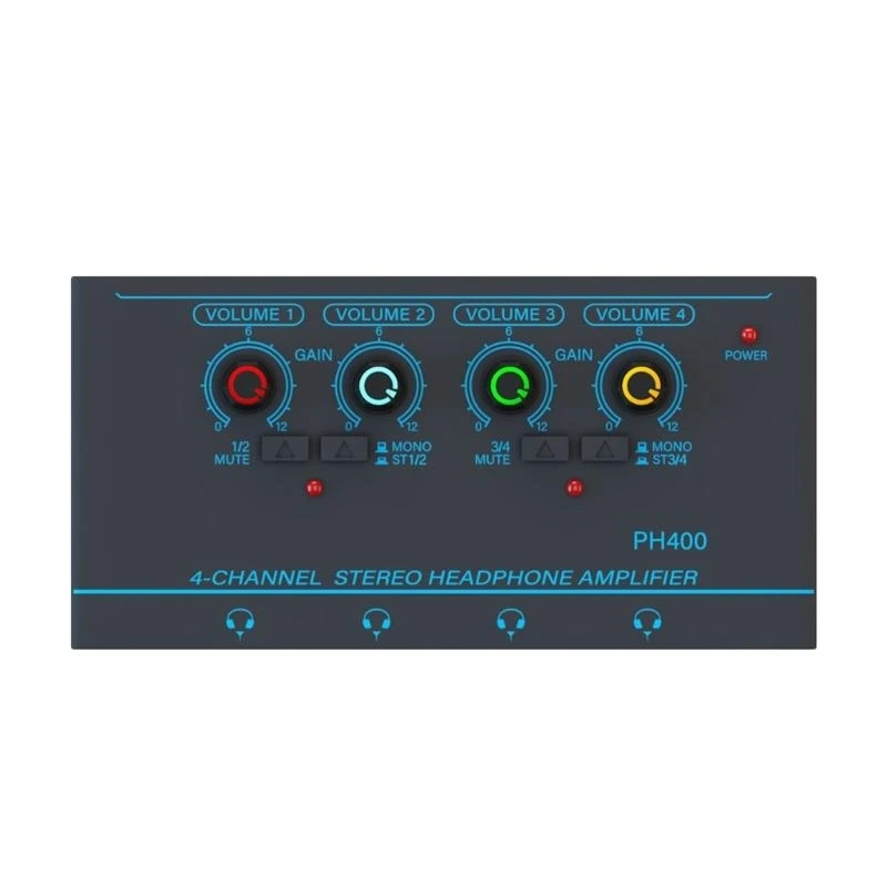 

4 Channel Headphone Amplifier Stereo Amplifier Portable Headphone Splitter for Radio Broadcast, Music Recording