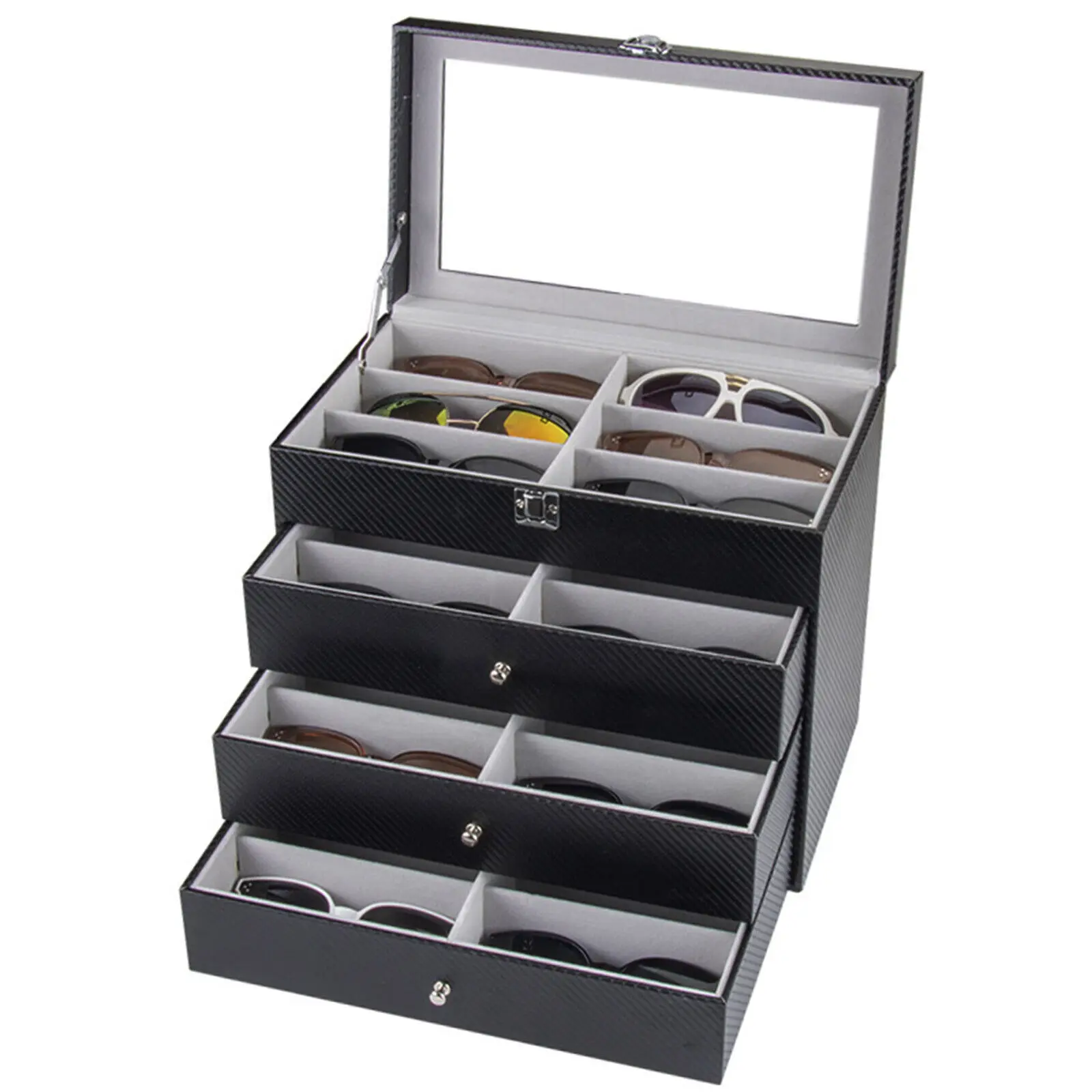 

24 Slots Glasses Storage Display Case Organizer Box For Sunglasses Eyeglass Gift