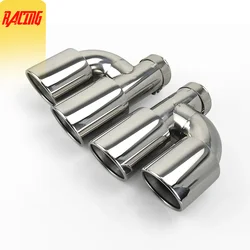 1 Pc 304 Stainless Steel Dual Exhaust Tip Pipes H Type for Universal Car Muffler Modify Tail Tips