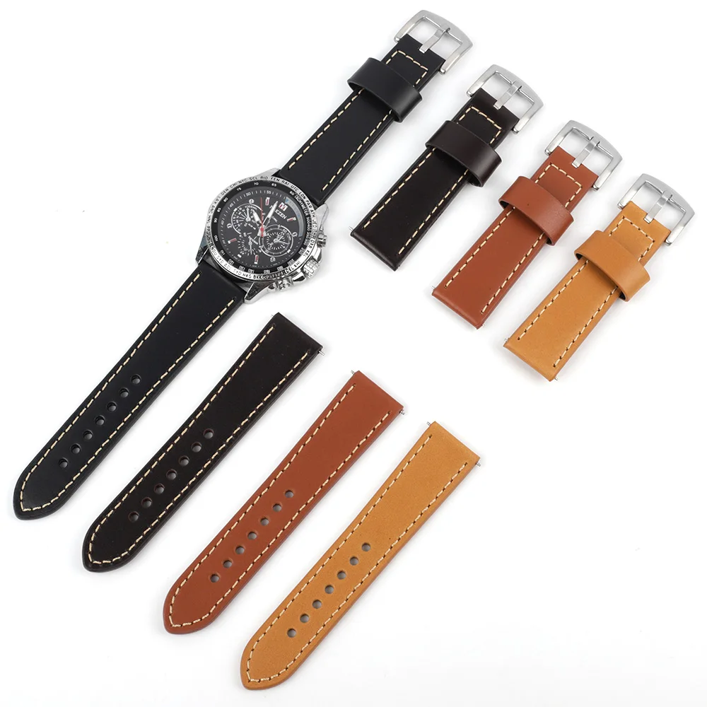 Leather Hand-Stitching Solid Color Watchband 18mm 20mm 22mm 24mm Breathable Hole Strap for Watch Watchbands Strap