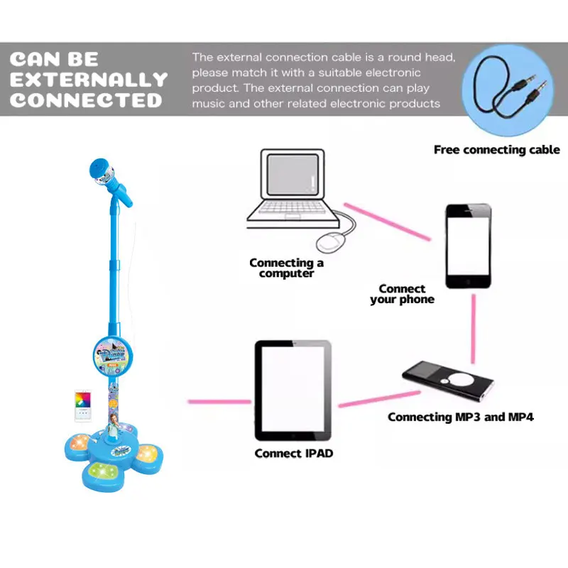 Kinder Karaoke Song Mikrofon mit Stand musikalische Lernspiel zeug Geschenk für Kinder Simulation interaktives Instrument mit Licht