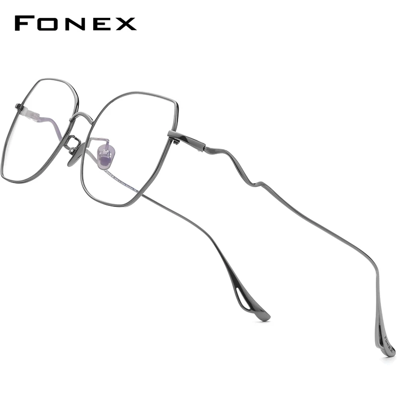 FONEX Titanium Glasses Frame Women 2024 Men Fashion Brand Design Oversize Square Eyewear Eyeglasses 8561