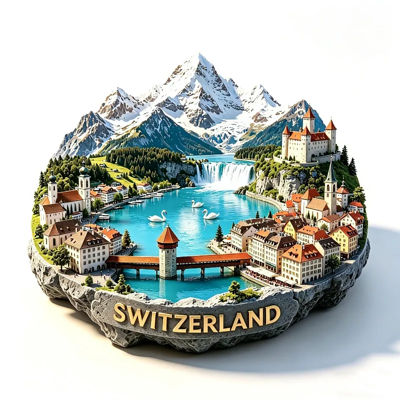 

Switzerland Fridge Magnets Metal Alloy Material Alps Travel Souvenirs Luzern Kapellbrücke Fridge Stickers Birthday Gifts