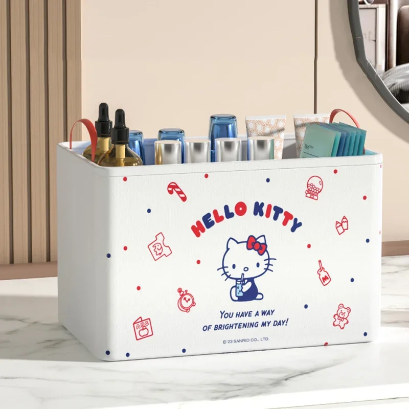 Sanrio Kawaii Hello Kitty Desktop Storage Basket My Melody Kuromi Anime Cartoon Dormitory Foldable Sundry Storage Container Box