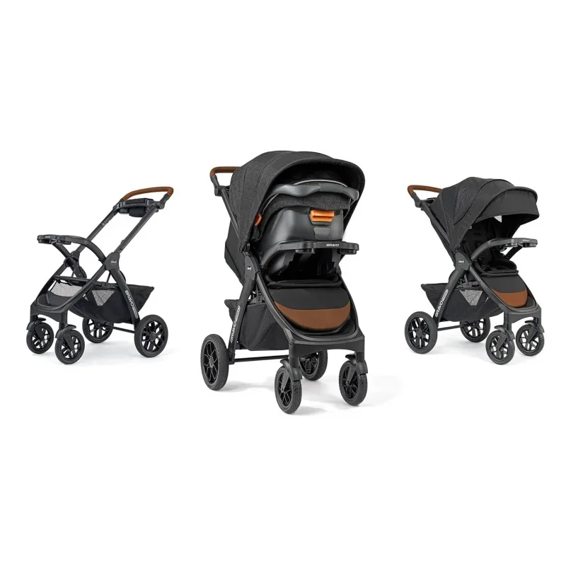 Bravo Primo Trio Travel System, Quick-Fold Stroller with Chicco KeyFit 35 Zip Extended-Use Infant Car Seat and Stroller Combo |