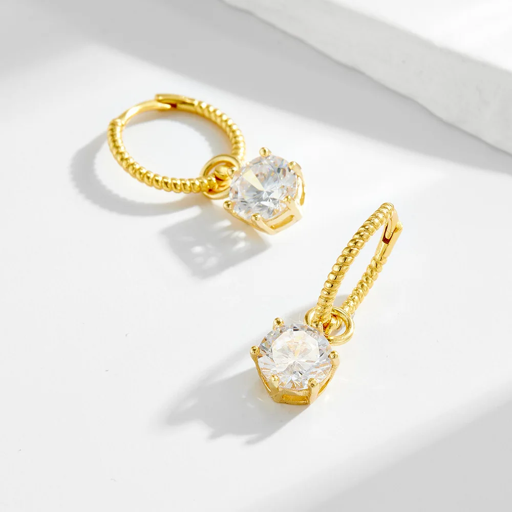 Withered S925 Sterling Silver Round Zircon Earrings Women's Earrings Earrings Pendants And Ear Accessories