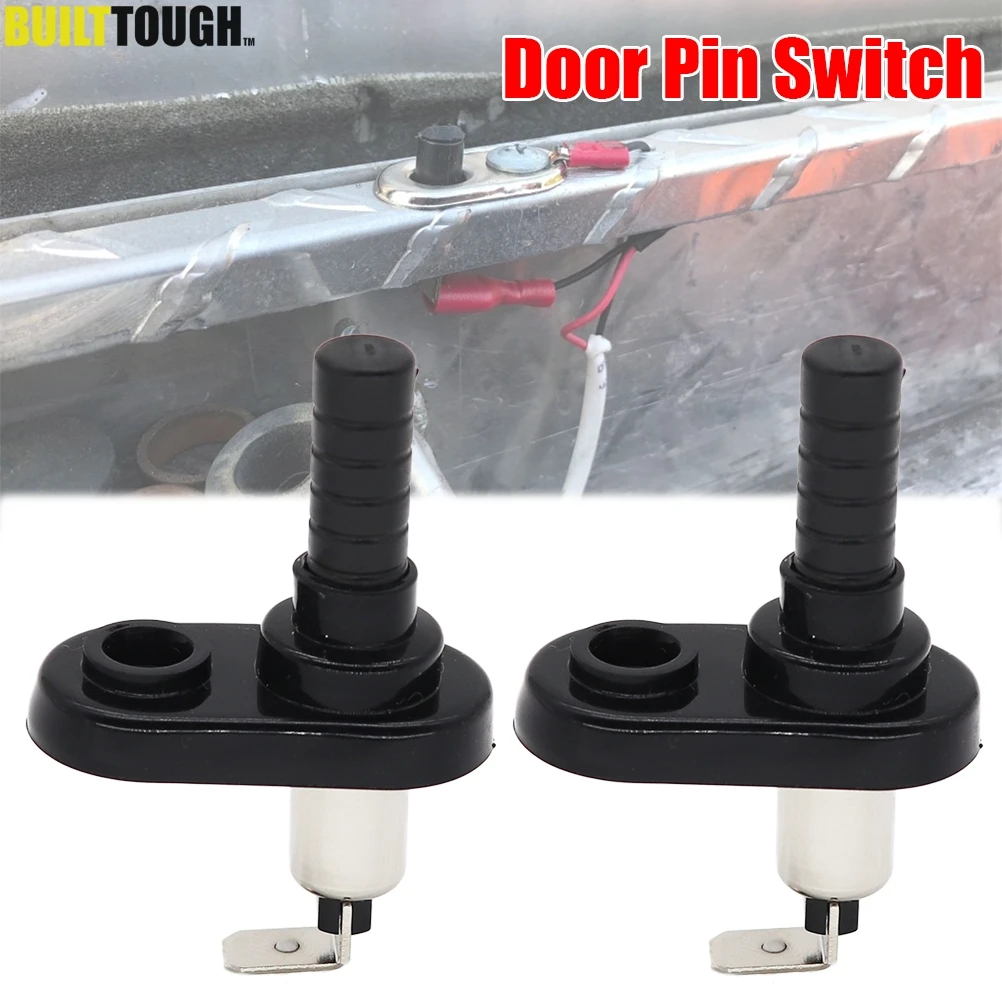 2Pcs Door Jamb Flange Light Hood Mount Pin Switch Nickel Plated Universal with Rubber Boot For Car Truck Boat 20A 12VDC