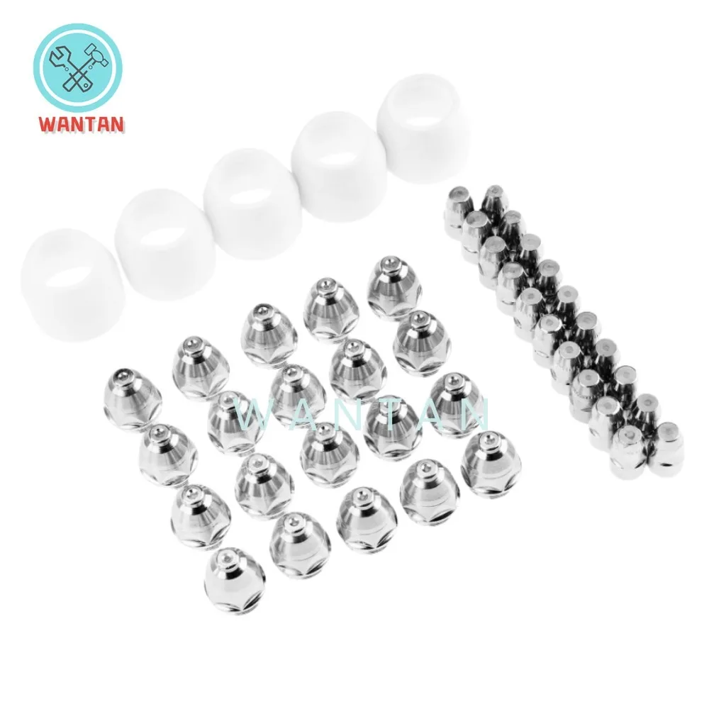 25pcs/45pcs P80 Plasma Cutting Consumables Nozzle and Electrode Plasma Cutting Nozzle Shield Cup for P-80 Plasma