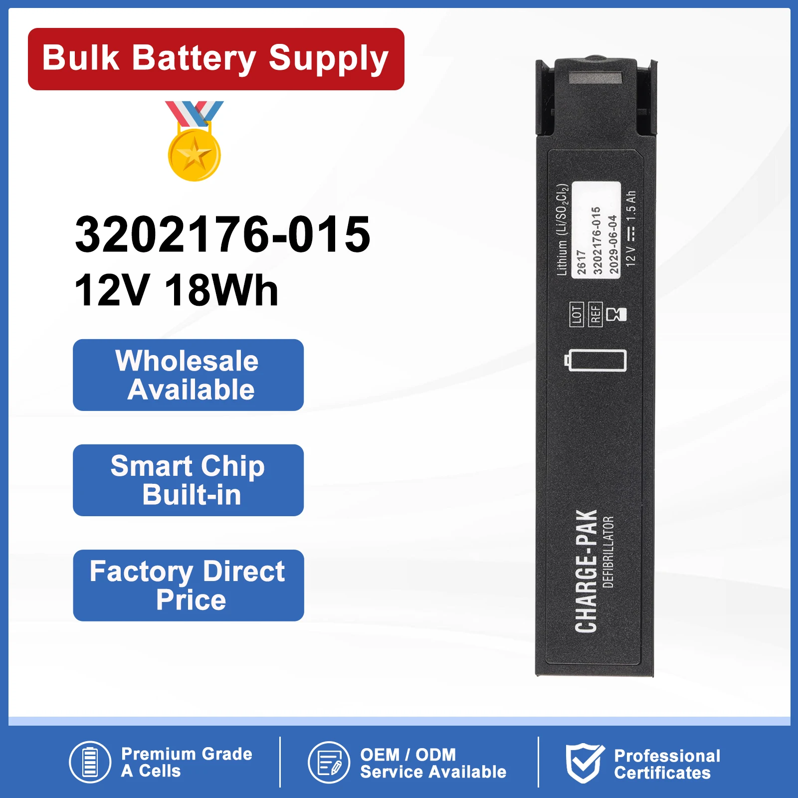 ETESBAY 3202176-015 Replacement AED Battery for Physio-Control LIFEPAK CR Plus Express