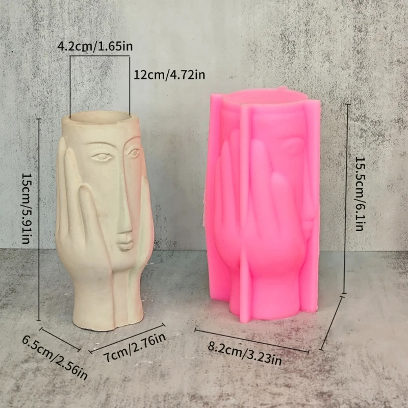 Abstract Art Face Hand-making Vase Silicone Moulds for Succulent Planter
