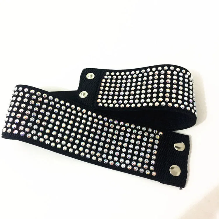Children's Latin Dance Exam Accessory Diamond Elastic Waist Belt Fashionable Stainless Steel Buckle 6cm All-Match Waist Seal