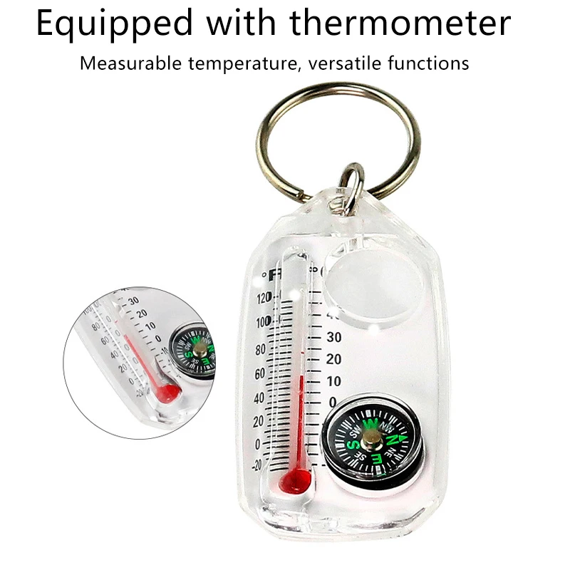 Outdoor Portable Compass Quick Hanging Mountaineering Abs Compass Multi-function Thermometer