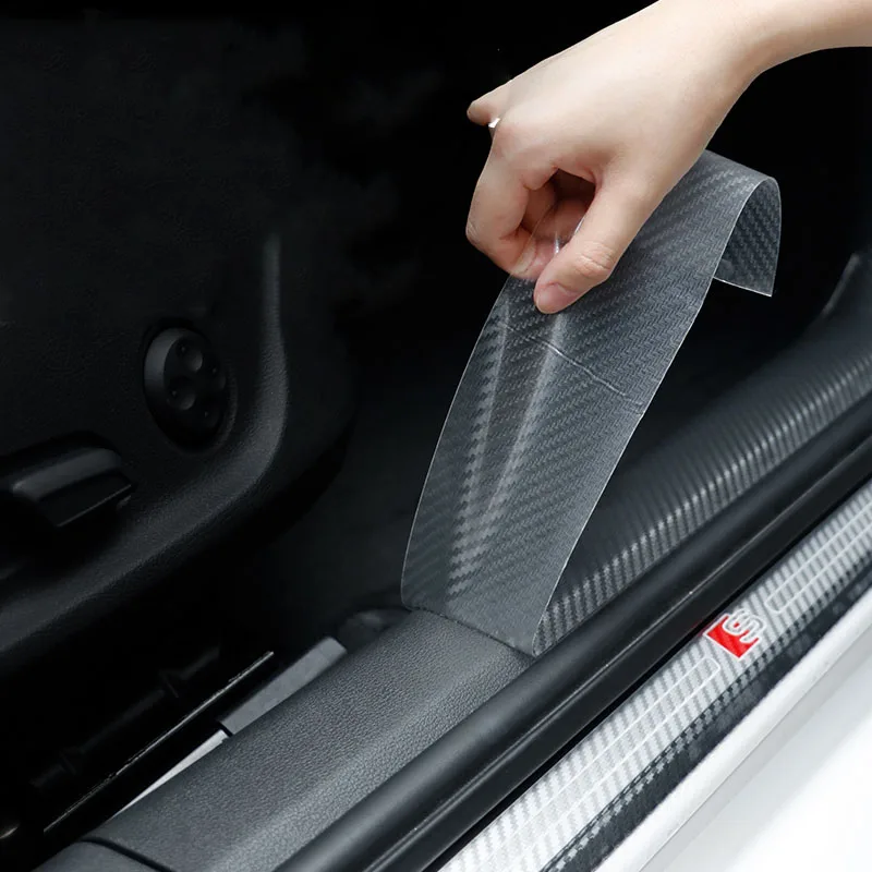 3m Car Threshold Bumper Strip 3-10cm For Anti Scratch Door Sill Protector Nano Carbon Fiber Texture Car Film Sticker