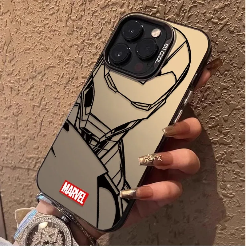 حافظة لهاتف آيفون 16E 11 12 16 15 14 13 Pro Max XS X XR Plus 8 7 SE 2020 Spider Marvel Spiderman Ironman PC Cover