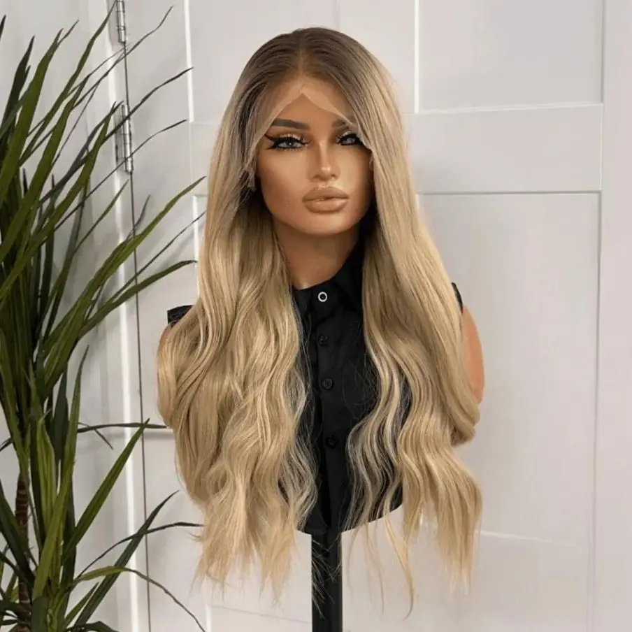 أومبير موجة عميقة الاصطناعية الدانتيل شعر مستعار أمامي للنساء تسليط الضوء على شعر مستعار أشقر العسل شحن سريع عالية الكثافة الباروكات الرخيصة الاستخدام اليومي