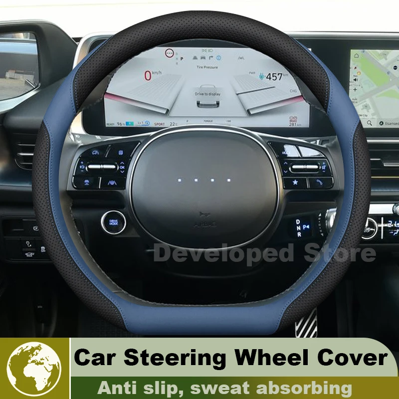 Car Steering Wheel Cover For Hyundai Casper EV Inster 2026-2021 INONQ 5 Leather Auto Steering Wheel Hyundai INONQ 6 Accessories
