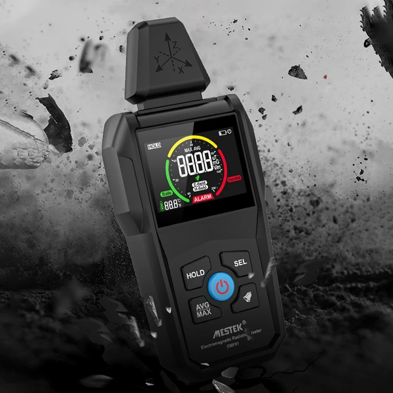 MESTEK-Détecteur de rayonnement électromagnétique portable, testeur de température et d'humidité domestique, affichage de documents numériques, durable