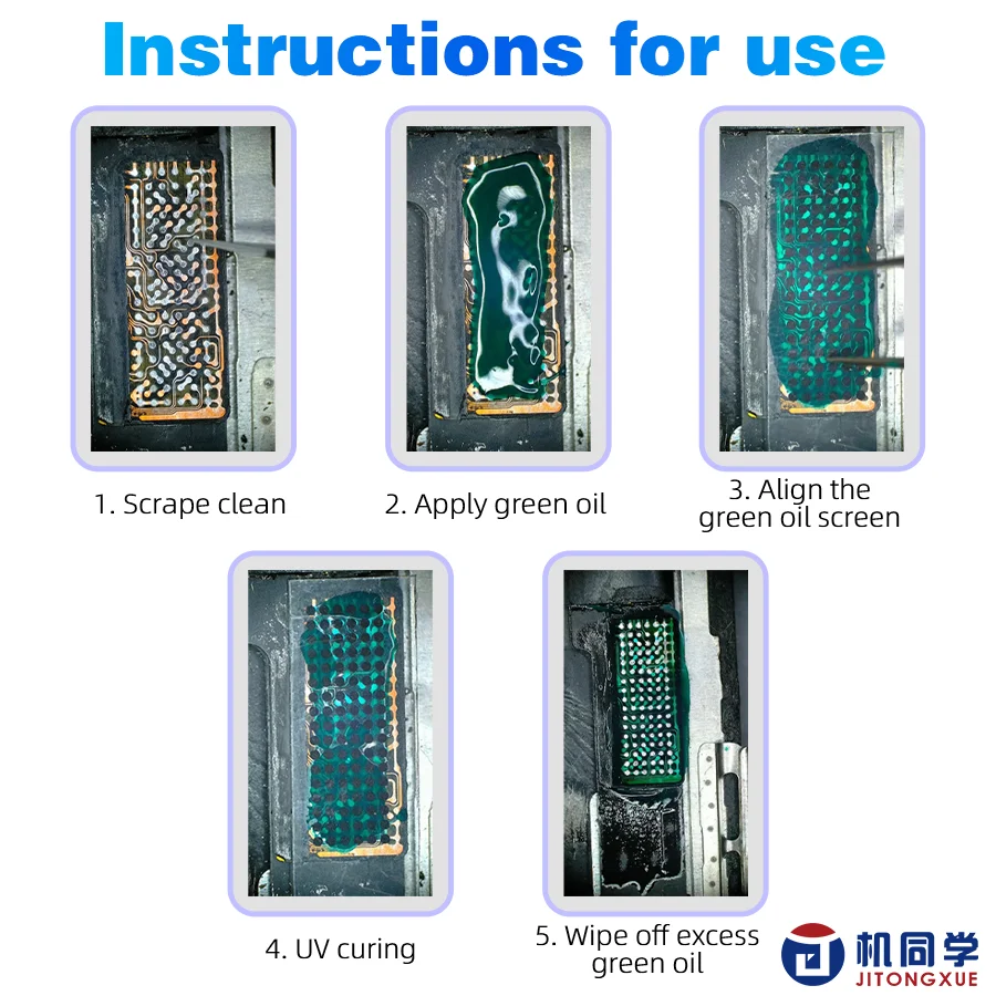 JTX 11-15PM Screen Green Oil Film Stencil Mesh For iPhone Green Oil BGA Ball Planting Template Screen IC Repair Tool